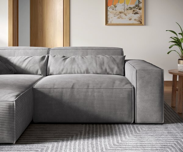 DELIFE Rohová pohovka Sirpio XL 270x170 cm manšester strieborno sivá variabilné ležadlo