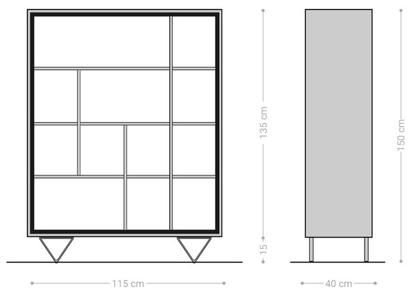 DELIFE Skriňa Stonegrace 115x150 akácia prírodná 12 priehradiek kamenná dyha podstava v tvare V