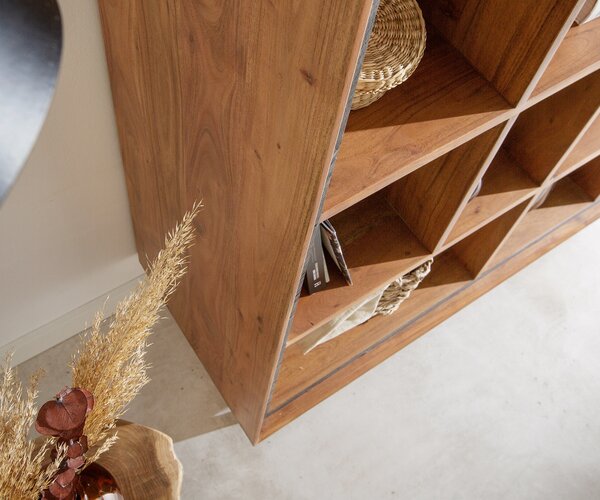 DELIFE Skriňa Stonegrace 115x150 akácia prírodná 12 priehradiek kamenná dyha podstava v tvare V