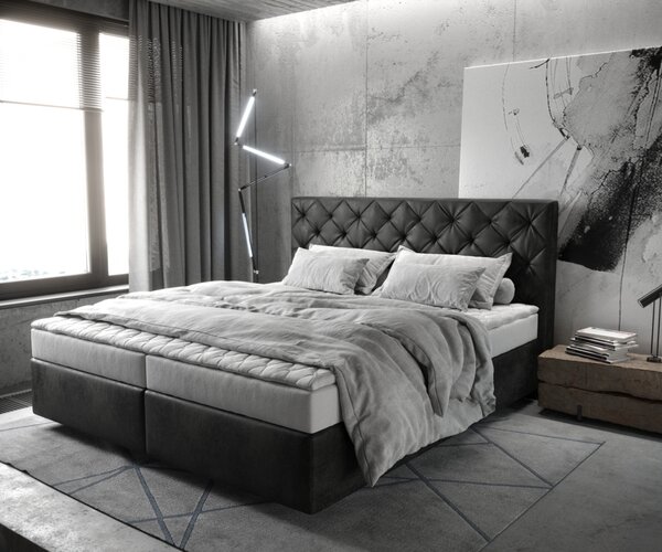 DELIFE Boxspring posteľ Dream-Great 180x200 cm mikrovlákno antracitová vintage s matracom a topperom