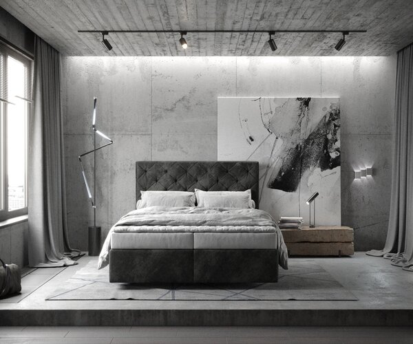 DELIFE Boxspring posteľ Dream-Great 140x200 cm mikrovlákno antracitová vintage s matracom a topperom