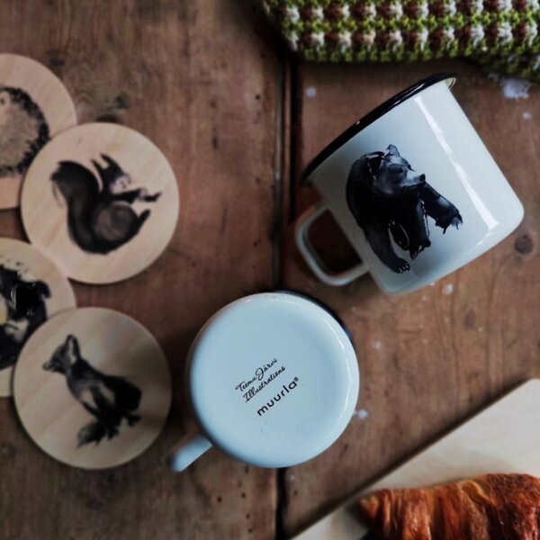 Muurla Hrnček Bear 0,37l, smalt / béžový