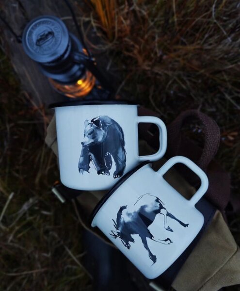 Muurla Hrnček Bear 0,37l, smalt / béžový