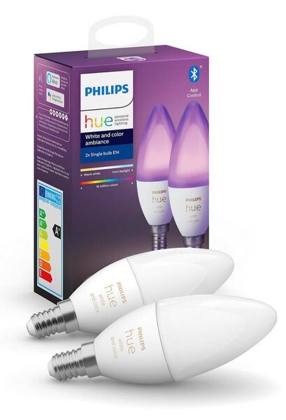 SADA 2x LED Stmievateľná žiarovka Philips Hue WHITE AND COLOR E14/5,3W/230V