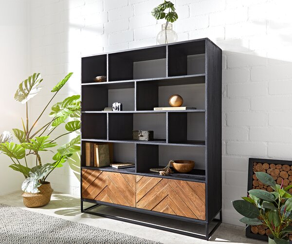DELIFE Skriňa Famke 120 cm mango teak 10 priehradiek 2 dvierka