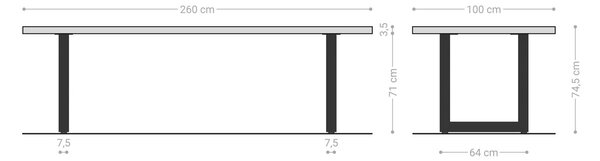 DELIFE Jedálenský stôl Edge 260x100 akácia prírodná nerezová oceľ široký Live-Edge