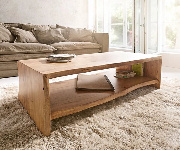 DELIFE Konferenčný stolík Live-Edge 130x60 cm akácia prírodná hrana