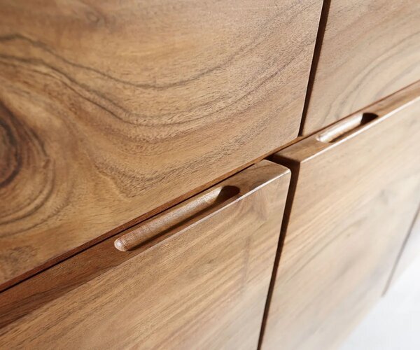 DELIFE Komoda Live-Edge 147 cm akácia prírodná 3 dvierka 3 zásuvky