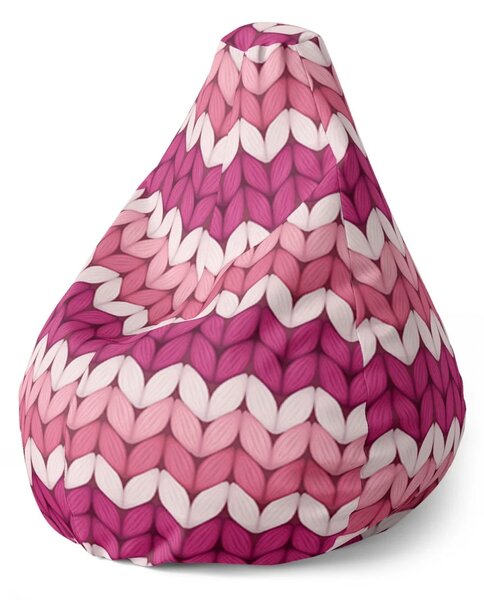 Sablio Sedací vak Pear Striedajúce ružové pletenie - 70 x 95 x 15 cm