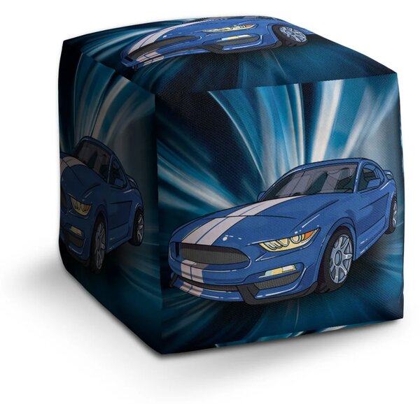 Sablio Taburet Cube Mustang Modré pozadie - 40x40x40 cm