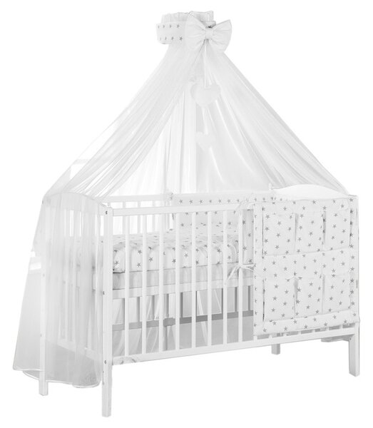 BabyMAM Zostava do detskej postieľky 120x60 14v1 Farba: biela-hviezdičky