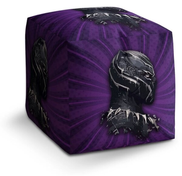 Sablio Taburet Cube BLACK PANTHER z profilu Fialový - 40x40x40 cm
