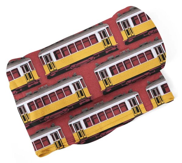Sablio Deka Lisabonské historické električky Červený Pattern - 150x120 cm