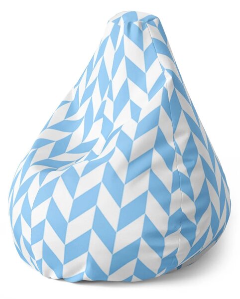 Sablio Sedací vak Pear Modro-biele kosodĺžniky - 70 x 95 x 15 cm