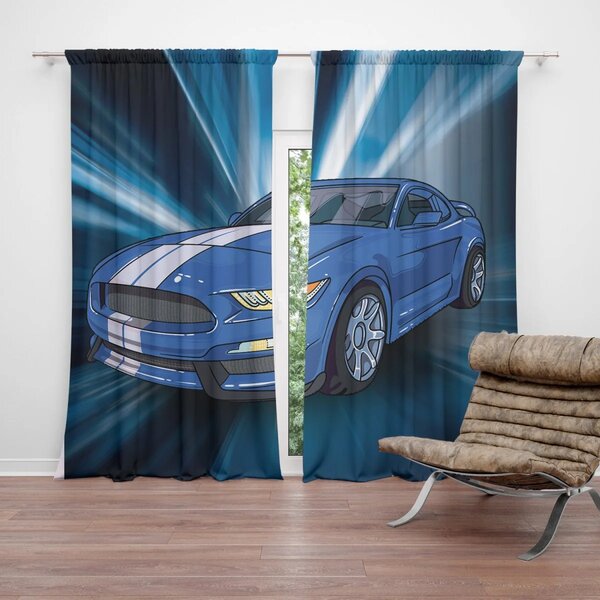 Sablio Záves Mustang Modré pozadie: 2ks 140x250cm