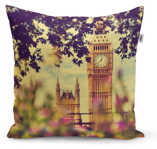 Sablio Vankúš Londýn Big Ben Flowers - 40x40 cm