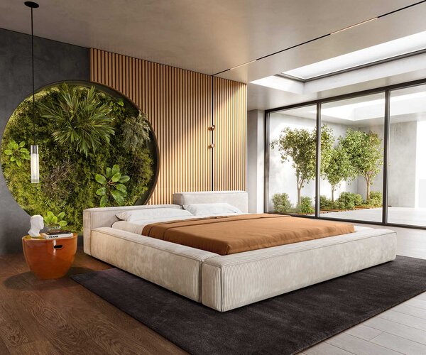 DELIFE Čalúnená posteľ Kalinea 180×200 cm manšester béžová