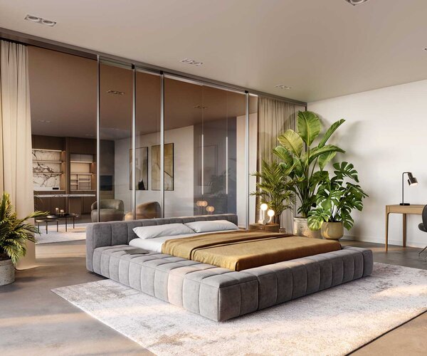 DELIFE Čalúnená posteľ Espazio 180x200 cm mikrovlákno sivá s úložným priestorom