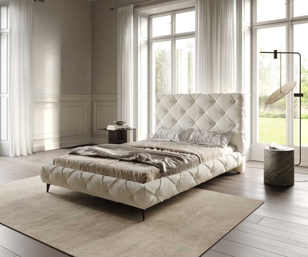 DELIFE Čalúnená posteľ Nayara 140x200 cm bouclé krémovo biela