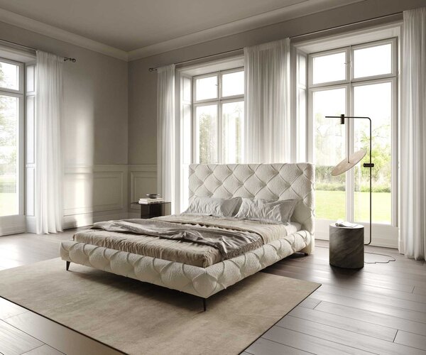 DELIFE Čalúnená posteľ Nayara 180x200 cm bouclé krémovo biela