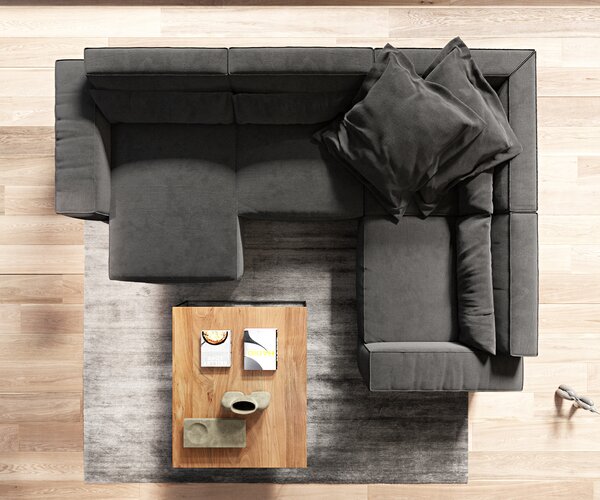 DELIFE Pohovka v tvare "U" Sirpio 300x210 cm mikrovlákno čierna ležadlo variabilné