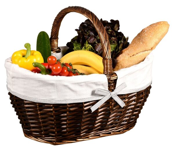 Nákupný košík s textilnou vložkou, 45 × 34 cm, vŕbový KESPER 17696