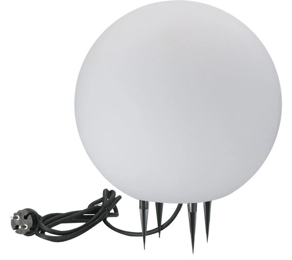 Biela guľová záhradná lampa Ø30cm 1xE27 25W IP65 ARGENTO Polux