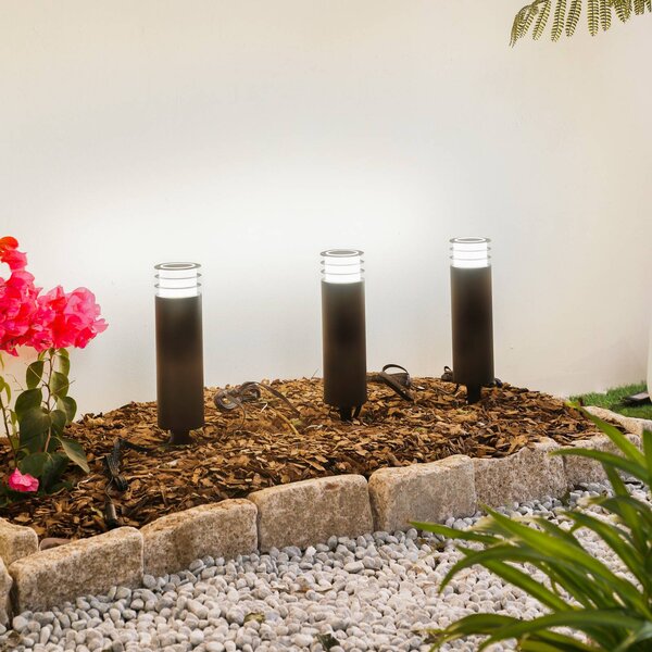 Lindby Smart LED podstavcové svetlo Kaelo, RGB, Tuya, 3 jednotky, Čierna, Plast, Moderný, Vonkajčie stĺpové osvetlenie