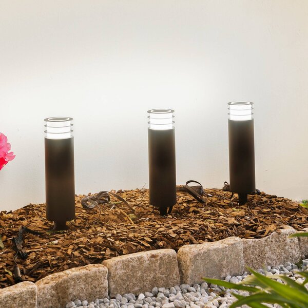Lindby Smart LED podstavcové svetlo Kaelo, RGB, Tuya, 3 jednotky, Čierna, Plast, Moderný, Vonkajčie stĺpové osvetlenie