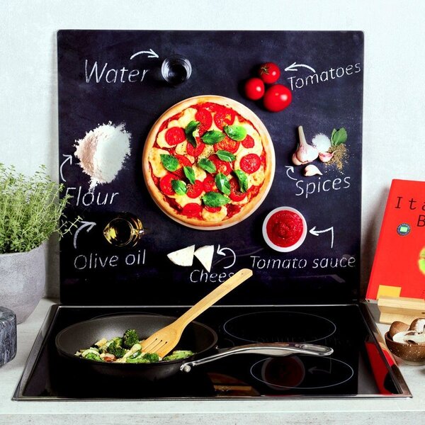 Viacúčelová krájacia doska 56 x 50 cm, sklo, motív pizza KESPER 36598