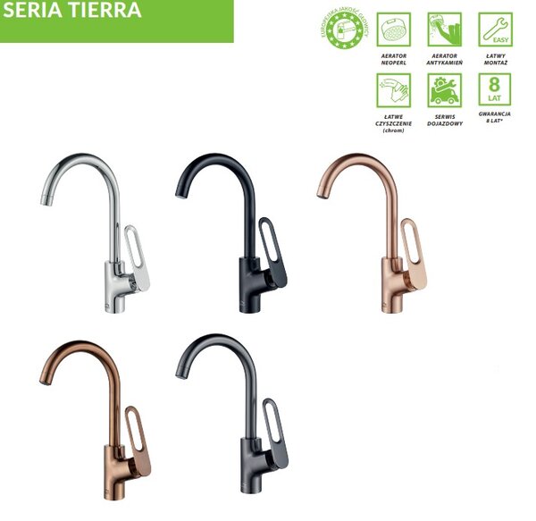 Laveo Tierra, drezová batéria s výlevkou v tvare U h-355, medená matná, LAV-BAJ_868D