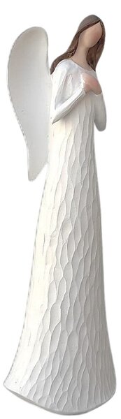 Anjel biely s hnedými vlasmi, 15 cm, polystón PRODEX 240095