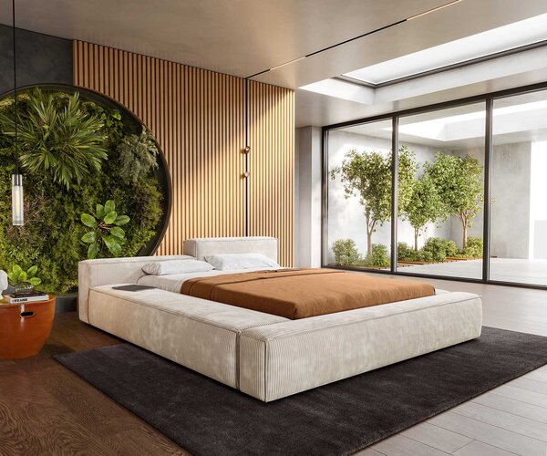 DELIFE Čalúnená posteľ Kalinea 140×200 cm manšester béžová