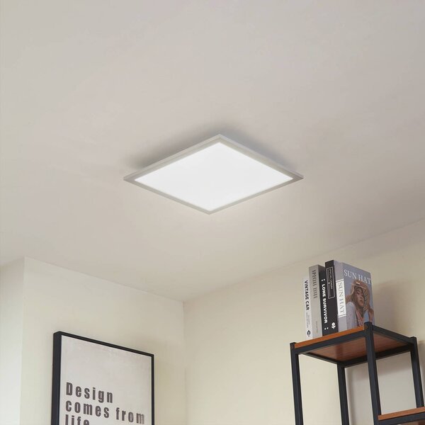 Arcchio LED panel Lyndra, 40 cm, strieborný, hliník, stmievateľný,, Hliník / sivá / zinok, Obývacia izba / jedáleň, Hliník, Moderný, Stropné svetlo