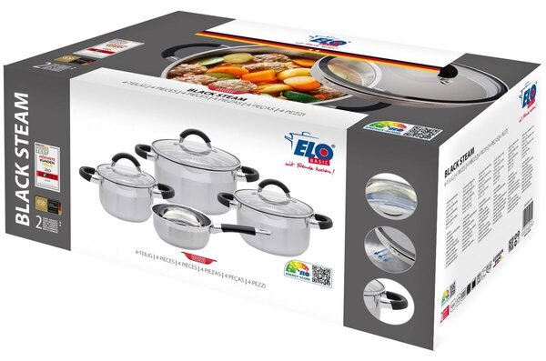 Black Steam Sada hrncov 4 ks, nerezové ELO BASIC 50904