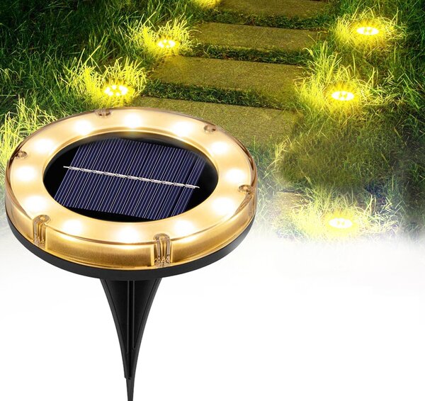 Bezdoteku LEDsolar vonkajšie svetlo na zapichnutie do zeme ABS 4 ks, 12 LED, bezdrôtové, iPRO, 1W, teplá farba