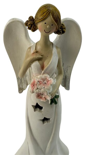 Anjel svietiaci s kvetom a rukou na hrudi, 26 cm, polyston PRODEX KH21B792226B