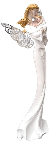Anjel s dieťatkom, kovové krídla, 32 cm, polystón PRODEX 240088