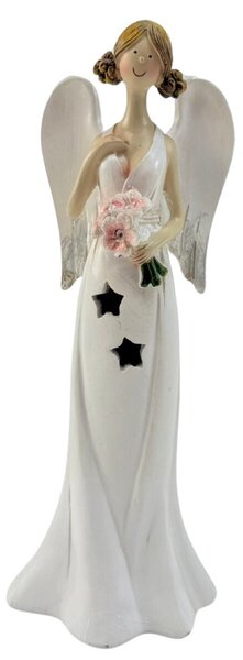 Anjel svietiaci s kvetom a rukou na hrudi, 26 cm, polyston PRODEX KH21B792226B