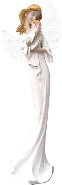 Anjel s dieťatkom, kovové krídla, 32 cm, polystón PRODEX 240088