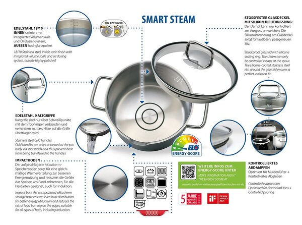 Smart Steam Sada hrncov 4 ks, nehrdzavejúce ELO 72404
