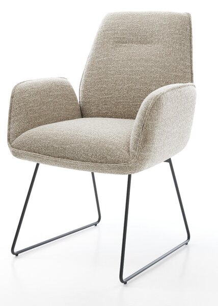 DELIFE Jedálenská stolička Zoa-Flex tkanina mäkký béžová tenká podstava čierna vrecková pružina