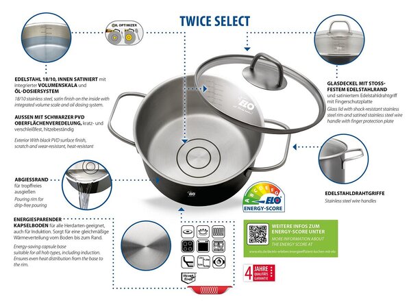 Twice Select Sada hrncov 4 ks, nerezové ELO 41400