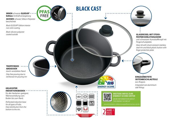 Black Cast Sada hrncov 4 ks, hliníkové ELO BASIC 62440