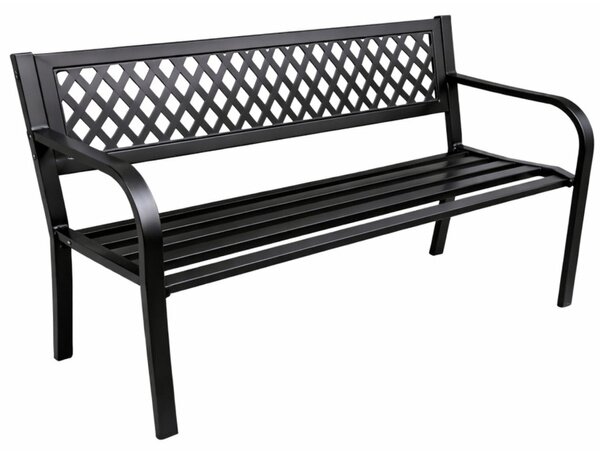 Lean Záhradná kovová lavička – 120cm, čierna