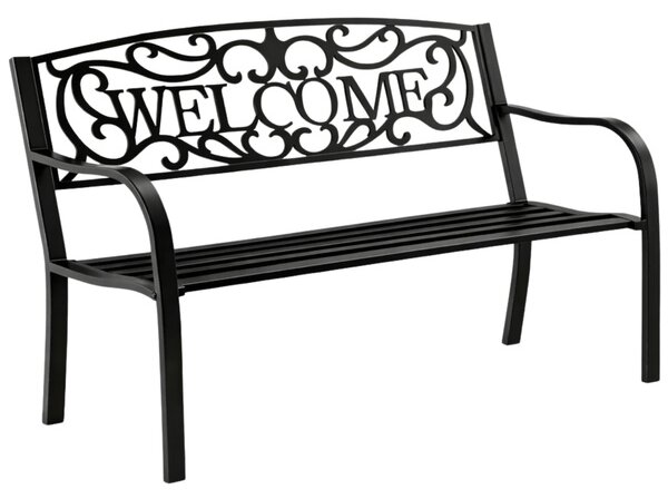 Lean Záhradná kovová lavička WELCOME – 127cm, čierna