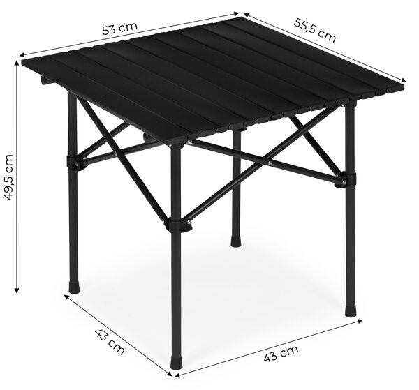 MultiGarden Turistický skladací stôl 53x55 cm s taškou - čierny MultiGarden