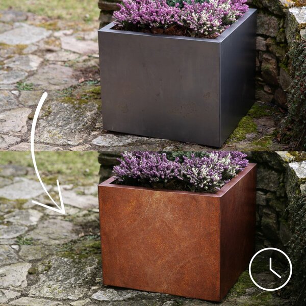 Cube Záhradný kvetináč 60 x 60 x 50 cm, corten CORGARDEN 1001