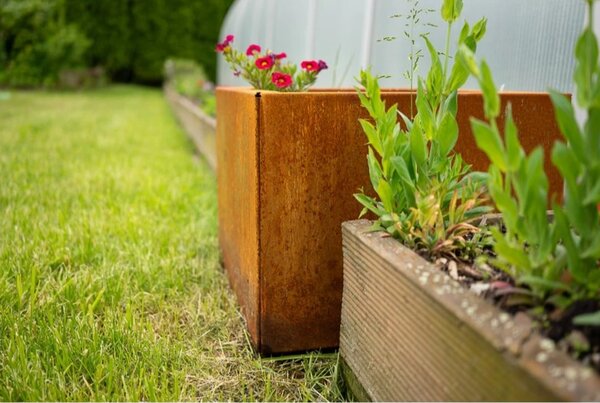 Cube Záhradný kvetináč 40 x 40 x 30 cm, corten CORGARDEN 1002