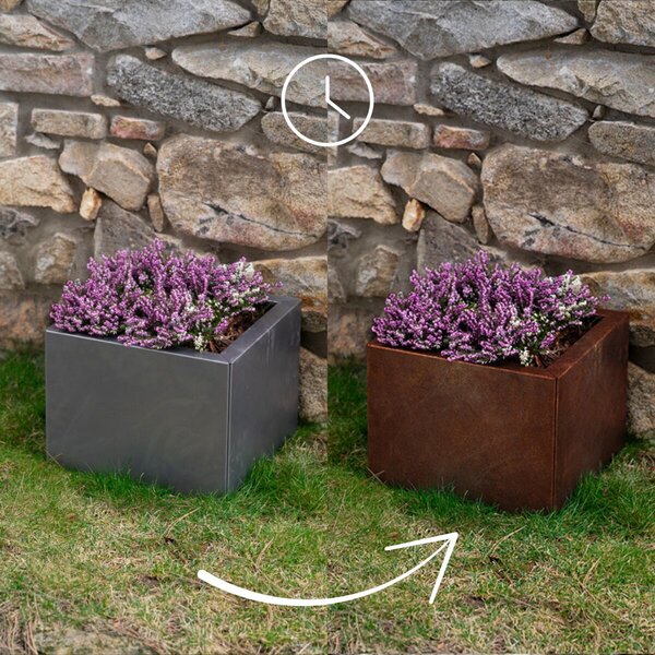 Cube Záhradný kvetináč 40 x 40 x 30 cm, corten CORGARDEN 1002